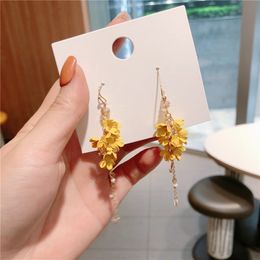 Dangle kroonluchter des boucles d'oreilles Koreaanse mode oor sieraden lente en zomer bloemen string oorbellen ontwerper vrouwen