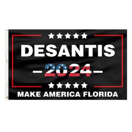 DESANTIS 2024 Make America Florida American 3' x 5' ft Drapeaux 100D Polyester Bannières extérieures Couleurs vives de haute qualité avec deux œillets en laiton