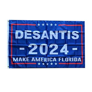 Desantis Make America Florida 2024 Bandera azul Color vivo UV Resistente a la decoloración Decoración de doble costura Banner 90x150cm Impresión digital al por mayor