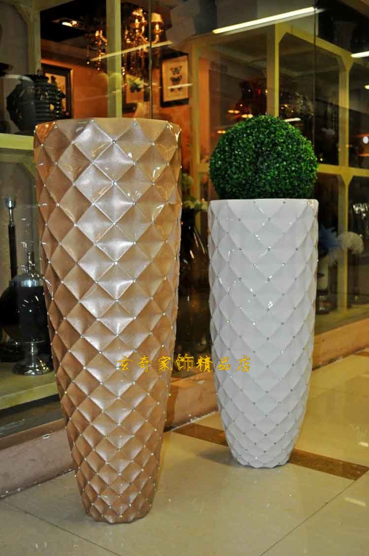 92 Mesh Diamond Modern Fashion White Black Flower Large Floor Vase