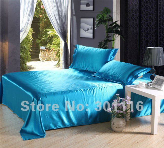 Summer Cold Ice Blue Bedding Imitated Silk Duvet Cover/Bedspread/Bed