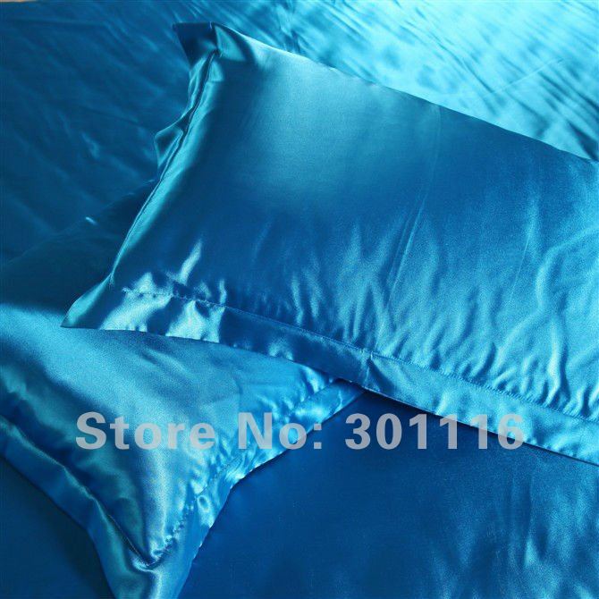 Summer Cold Ice Blue Bedding Imitated Silk Duvet Cover/Bedspread/Bed Sheet Set