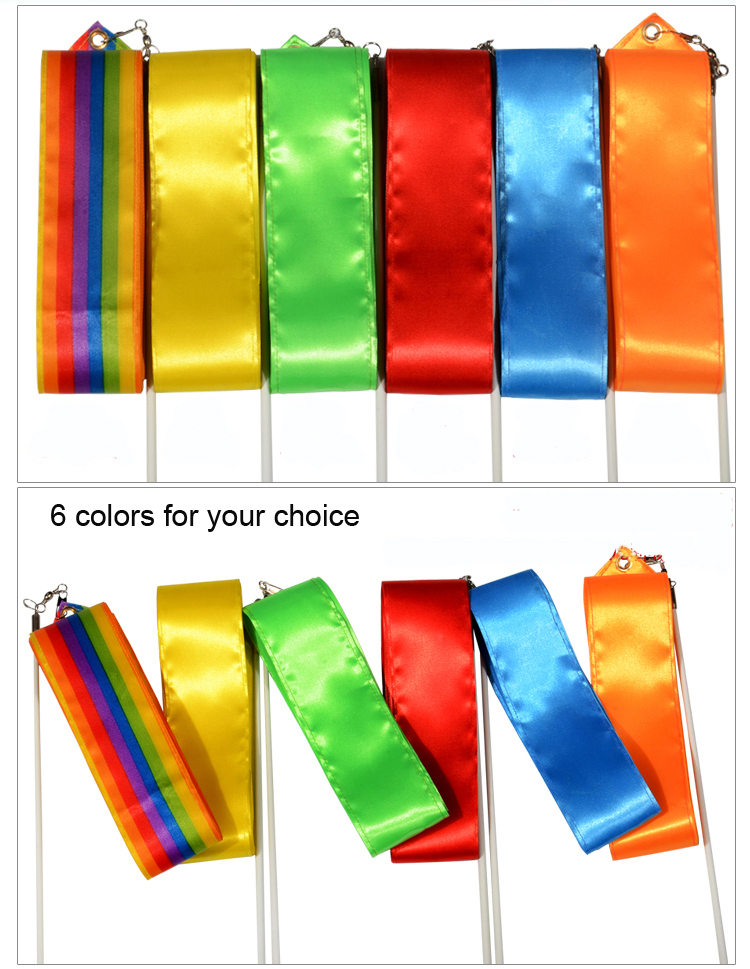 6M Rhythmic Gymnastics Ribbons Gym Dance Ribbon 6 Colors Free Shipping