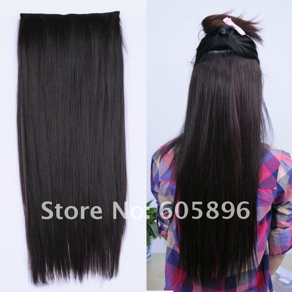 Super Long 30inch 24inch Synthetic 5 Clip In Hair Extension Black