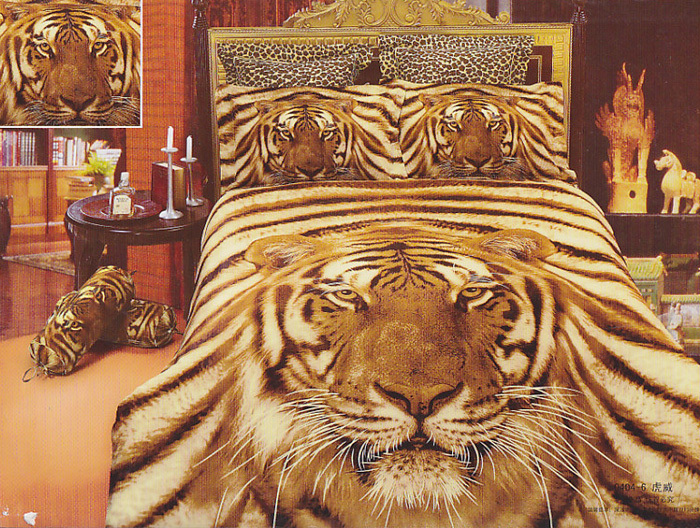 3D Siberian Tiger Print Bedding Comforter Set Queen Size Bed Linen