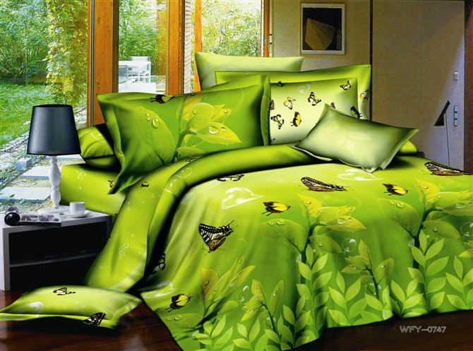 Green Yellow Comforter Bedding Set Butterfly Queen Size Comforters