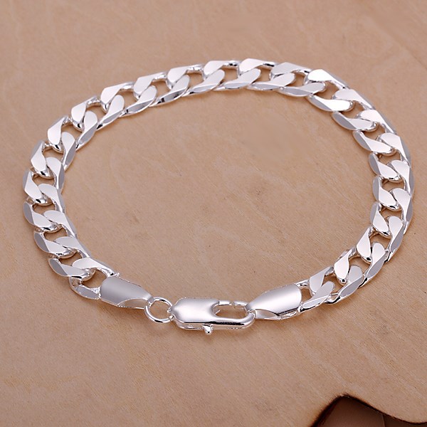 Mens Jewelry 925 Sterling Silver 8mm Chains 20cm Bracelet Bangle H246 ...