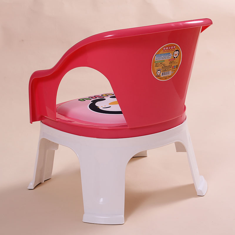 Puku Blue Penguin Baby Plastic Dining Chair Name Chair Child Dining Chair Soft Cushion Dining