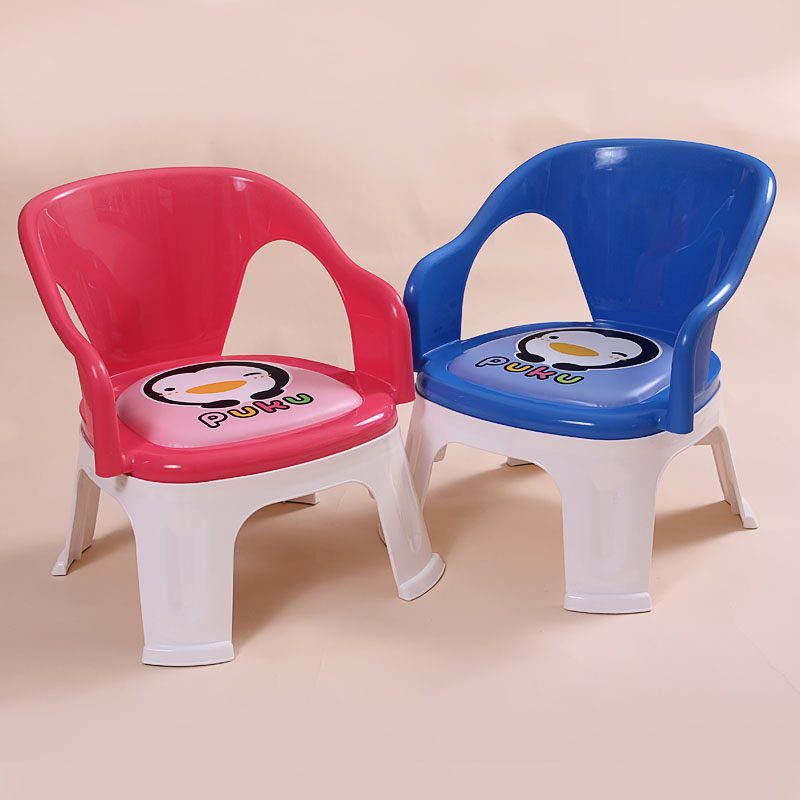Puku Blue Penguin Baby Plastic Dining Chair Name Chair Child Dining Chair Soft Cushion Dining