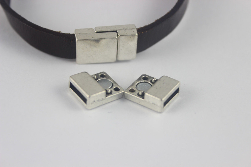 Wholesale 10mm Flat Antique Silver Magnetic Clasp For Flat Leather