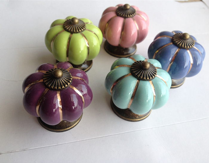 2020 2014 Newest Pumpkins Knobs Europe Ceramic Door Cabinet