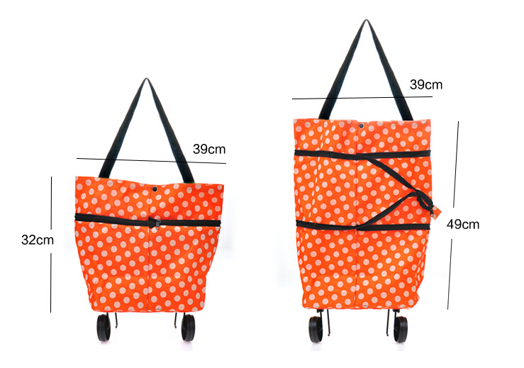Stylish Convenient Dual Wheel Reusable Shopping Bags Oxford Cloth