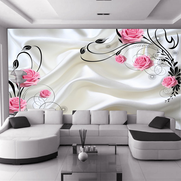 New Custom Large Mural 3d Wallpapers Bedroom Living Room Modern Fashion White Red Flowers Roses Milky Tv Background Wall Paper Wall Cloth 3d Wallpaper