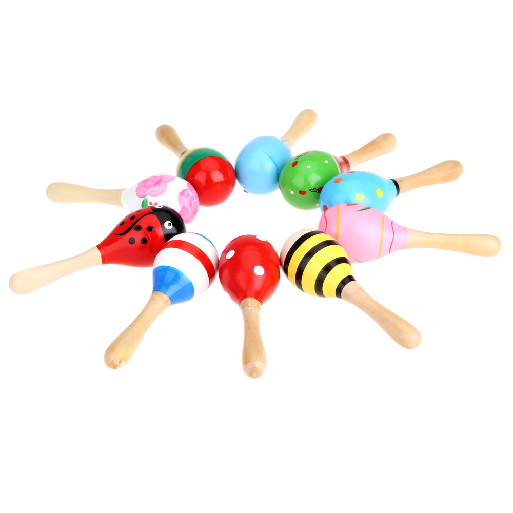 Kids Children Toy Musical Instrument Maraca Wooden Percussion