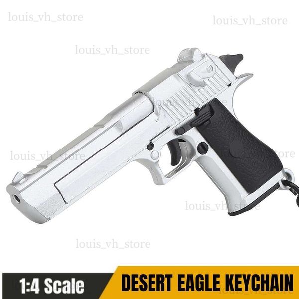 Desert Eagle-Silver Mini Gun Keychain 1 4 Gun de pistola de pistola de pistola en miniatura Regalo de adorno para modelos de fanáticos del ejército T230816