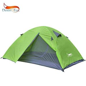 DesertFox Tente de randonnée 2 personnes Poteau en aluminium Tente de camping légère Double couche Sac à main portable pour la randonnée Voyager H220419