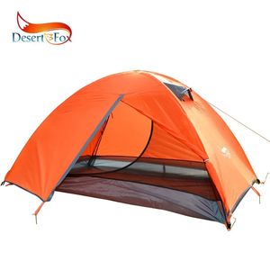 Desert Fox Backpacking Tent 2 Person Double Layer Camping Tents 4 Seasons Waterds Waterdichte lichtgewicht draagbare reistent 240312