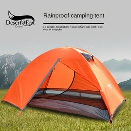 Desert Fox Outdoor Tent Dubbele Dubbelkampeer Regen en Sun Protection Multi-Person Tent draagbaar Overnachting Wandelstent 240429