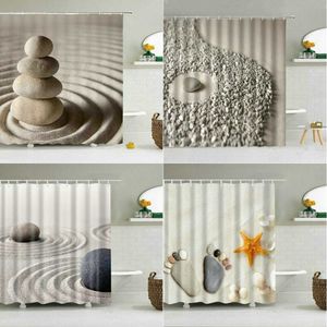Cortina de ducha de piedra del desierto patrón de modelado creativo cortinas de baño tela de poliéster impermeable pantalla de baño decoración del hogar 210609