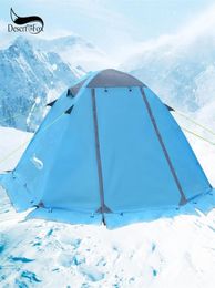 DesertFox Tente d'hiver avec jupe pare-neige pour 2 personnes avec poteau en aluminium, tente de randonnée légère pour randonnée, escalade, temps de neige 225963779