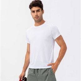 Desginer Al Yoga Sports Fitness Summer Green Sweat-Absorbing Quick Drying T-shirt met korte mouwen voor herenkleding Hoge elasticiteit