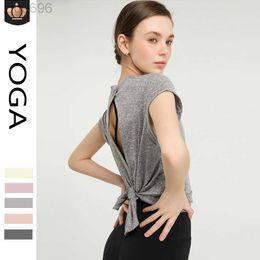 Desginer Aloo Yoga-T-Shirt, Oberteil für Damen, Sommer, locker, schnell trocknend, Sport, kurzärmelig, sexy, rückenfrei, atmungsaktiv, Fitness-Anzug