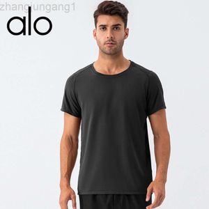 Desgerter Aloe Yoga Bra Tanks Top Summer Mens Round Nou Loose Sports T-shirt Swewing Drying Drying Breathable Fitness Short Sheeve Outdoor Running