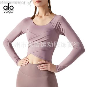 DESGINER ALOE YOGA TOP ALOSPORTS T-shirt Sexy Fitness Long Manche Cross Short Pilates Robe Femmes