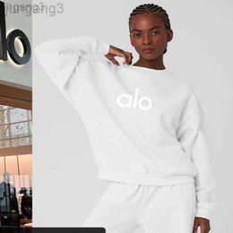 esginer Aloo Hauts de Yoga Pull à Col Rond pour Femmes Printemps et Automne Sports CasuWear Coupe Ample Mode coréenne Style Paresseux Haut d'étudiant Alos