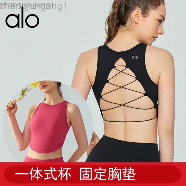 Desginer Alooo Yoga Bra Tanks Chaleco Sexy Cup Fitness Fitness Top para correr y usar ropa sin mangas sólidas