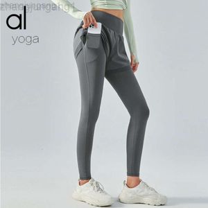 Desginer alooo yoga pant leggings al hoge taille rennen strakke naakt kleding snel droge nep twee stukken fitnessbroek
