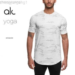 Desginer Alooo Yoga T -shirt Top Kleed Short Man Men Al Mens Casurunning Fitness Suit shortsleeveved Stretch Sports T -shirt Ademende sweatabsorbing QuickDrying Clo