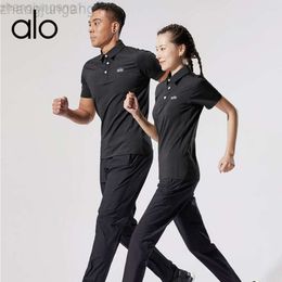 Desguerger Alooo Yoga Aloe T-shirt Top Cabille Short Man Hommes Vêtements à manches Polo Mens et femmes Summer rapide Suisse de fitness Suite élastique Gym Training Team UniFo