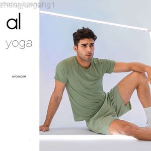 Desginer Alooo Yoga T-shirt Top Kleed Korte man Men Sport Fitness Suit Summer Solid Color Sweatwicking Snel drogen Kortheupel Heren basketbal T-shirt