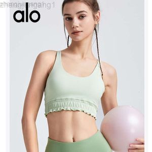 DESGINER ALOOO YOGA ALOE Tanks 2023 NOUVEAU pour les femmes avec des volants et de la chair couvrant l'élingue Fitness Training Tank Top Sports Bra