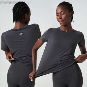 Desguerger Alooo Yoga Aloe Top Shirt Vempe Short Femme Été Round Cou Nou Sports Femmes Grands Top T-shirt Fitness Lightweight