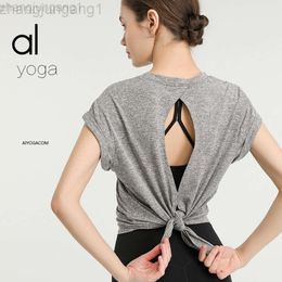 Desginer Alos Yoga Al t-shirt à manches courtes, chemise de sport à séchage rapide, robe d'été, dos ample, haut de Fitness pour filles