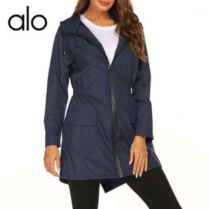 Desginer als yoga aloë jas top shirt kleden korte vrouw hoodie herfst en winter dames nieuwe outdoor sprint jas met taille gewikkeld lichtgewicht regenjas