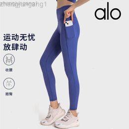 Desginer als Yoga Aloe Pant Leggings Leggings Hip Lift Nude Feel avec Abdominpockets High Elastic Shaping Sports Pantalon Cropped Pantal