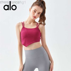 Desginer ALS Yoga Tanks Nieuwe rib Sport Bra Dames snel gedroogde rugpak half vaste beker fitness tanktop