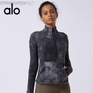 Desginier als yoga aloe top shirt vêtu femelle courte sweat à sweat 2022 automne / hiver nouveau costume femme à moitié zip standard t-shirt coulant fitness manteau à manches longues