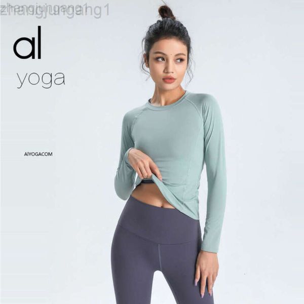 DESGINER ALS YOGA TOP Shirt Centhe Femme Courteuse Sweat à capuche Spring and Summer Vêtements sportifs pour femmes Slim Slim Sleeve Long Morning Morning Fast Dry Top