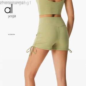 Desginer ALS Yoga Woman Pant Top Vrouwen Nieuwe originsolid kleuren shorts met dubbelzijdige matte strakke elastische oefening en fitness bijgesneden broek