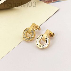 Desginer Bulgarie Bracelet v Gold Ploated Mi Jinbao Familie Coin oorbellen Ronde Cake Shell Fritillaria Volledige diamant oorbellen modieus licht luxe veelzijdig en h