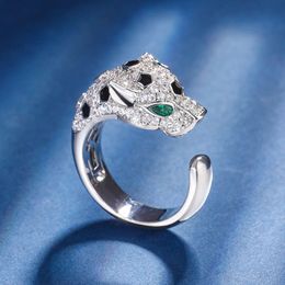 Desginer carter Zhuang Shengsheng Ювелирные изделия Новое медное позолоченное роскошное кольцо с полным бриллиантом Роскошное регулируемое кольцо с леопардовым принтом для женщин
