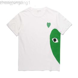 Ontwerper Cdgs T-shirt Commes Des Garcons Heyplay modemerk T-shirt met korte mouwen katoen ronde hals perzik hart heren en dames witte zijkant groene hartliefhebbers