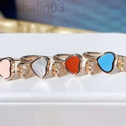 Desgoir Chopard Jewelry Choprad Bracelet Chopin Love Ring Womens New Peach Heart White Fritillaria Double Heart Ring High Version Xiao Family Opening Paire