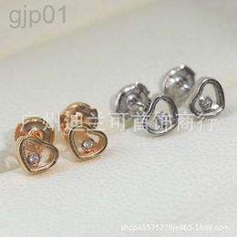 Desginer Chopard Jewelry Seiko High Edition S925 Pure Silver Xiao Family Single Happy Diamond Love Heart Pendientes de oro rosa de 18 quilates para mujer