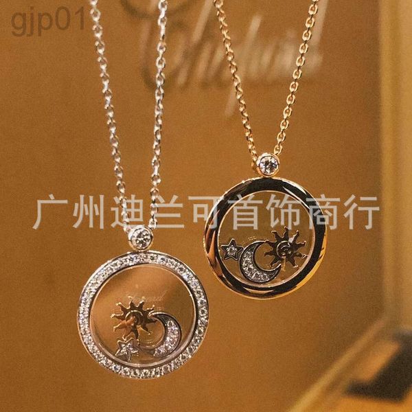 Desginer Chopard Jewelry Collar de la familia Xiao Nuevo producto Sol Luna Estrellas Collar Chopin Lleno de diamantes Estrellas Luna y cadena de collar para mujer