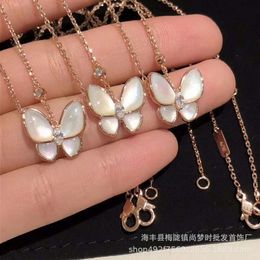 Desginer clover Seiko Fanjia-collar de mariposa Fritillaria blanca para mujer, cadena de hueso con cierre de oro rosa de 18k, moda Simple